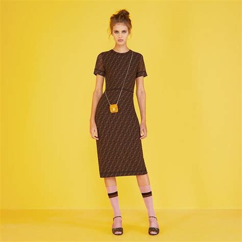 fendi brown micro mesh dress|FENDI sequin.